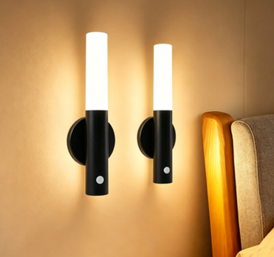 2 Pack Motion Sensor LED Night Light Lights USB Rechargeable Magnetic Wall Lamps