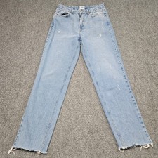 BDG Urban Outfitters Mom Jeans Sz 28 28x31 Light Wash Denim Raw Hem Distressed