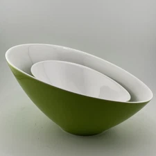 2 Swedish Teardrop-Style Lime Green Nesting Bowls Asa Selection Germany Vintage