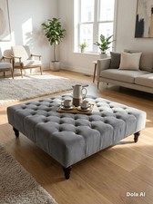 Ottoman Footstool Chesterfield Upholstery Velvet Coffee Table Different Sizes