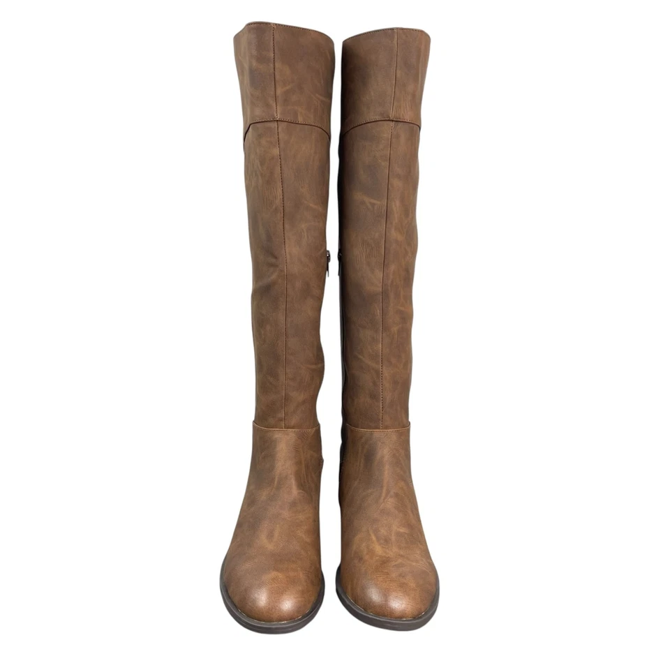 Steve Madden Women's Roscoe Boots Size 8.5 Brown Faux Leather Riding Knee High - Image 2 of 4