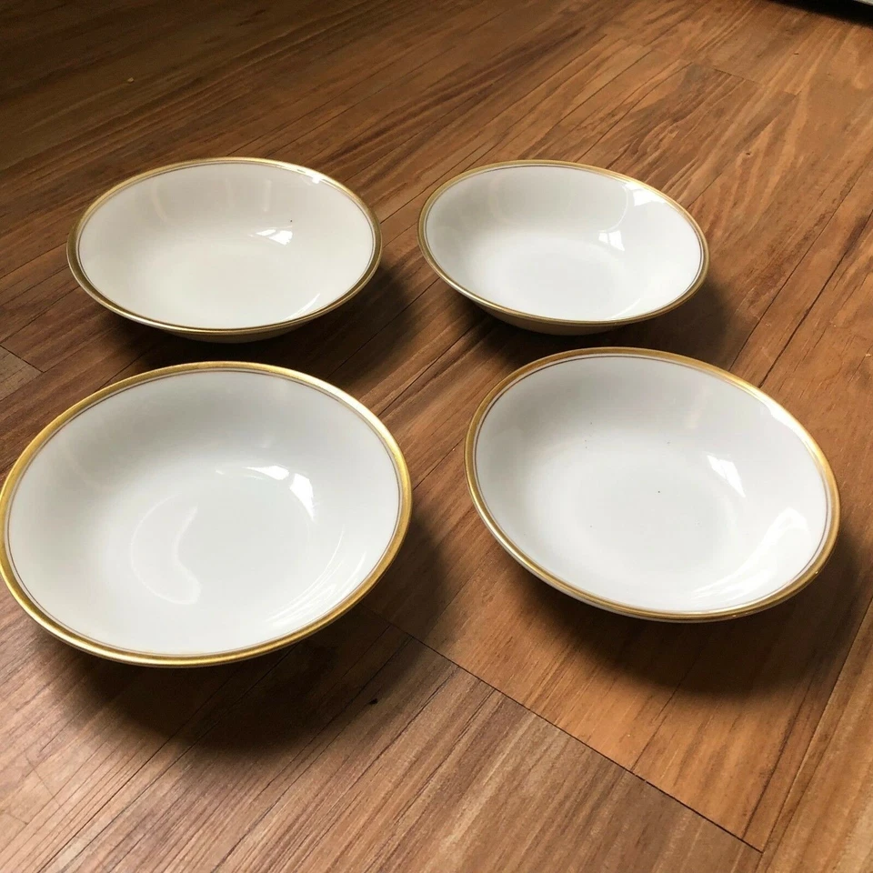 Винтажные десертные чаши THOMAS BAVARIA 599 белые с золотой лентой набор из 4 - Изображение 2 из 4