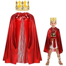 K&ouml;nig Kost&uuml;m f&uuml;r Kinder, K&ouml;nigsmantel mit Krone Junge, K&ouml;nig und K&ouml;niginnen K...