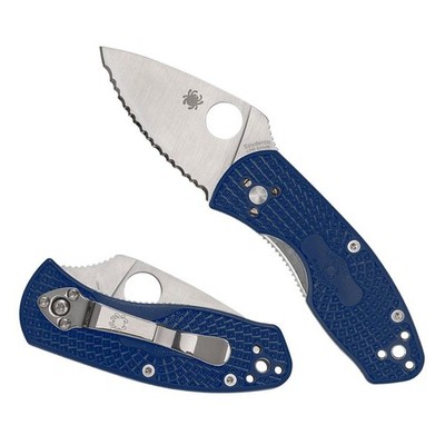 Spyderco Ambitious Messer mit CPM-S35VN-Serrated-Klinge und blauem FRN-Griff