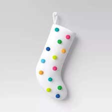 Wondershop 20" Fleece with Colorful Pom Poms Christmas Stocking  New