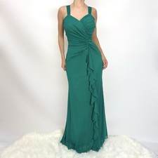 Y2k Elegant Emerald Green Ruched Evening Gown Dress