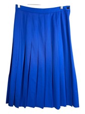 Vintage Harve Bernard Size 14 100 Wool Pleated Midi Skirt Royal Blue 32" x 33"