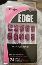 Kit de manicura a presión para uñas en casa rosa negro animal estampado uñas cuadradas