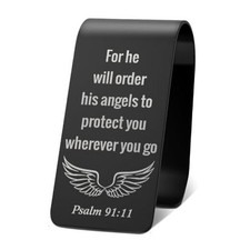 for He Will Order His Angels to Protect You Wherever Visor Clip for Cars, Black