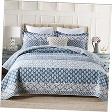 Floral Quilt Queen Size - 100 Cotton Queen 90"x98" Country Blue/Grey