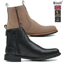 Mens Leather Ankle Boots Casual Chelsea High Cut Outdoor Fashion Footwear UK