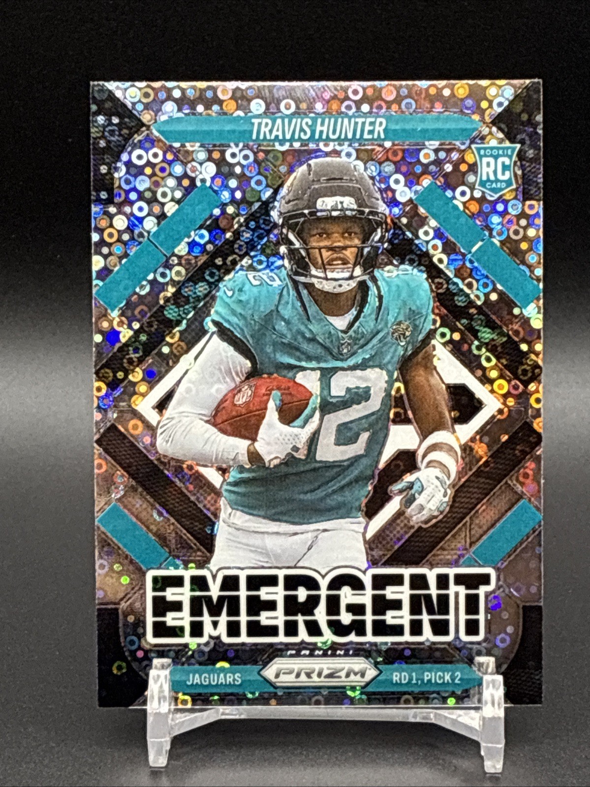 2025 Panini Prizm No Huddle Football Travis Hunter Emergent Silver Disco prizm