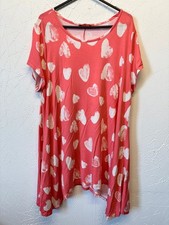 Roman Pink Heart Print Oversized Tunic Top UK 20 Plus Size Valentine 1640