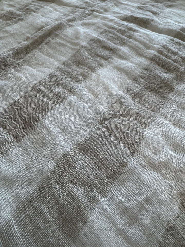 "Funda de almohada Pottery Barn Lita de lino a rayas marfil bronceado natural 26x26"" Villa Home" Foto 4 de 4