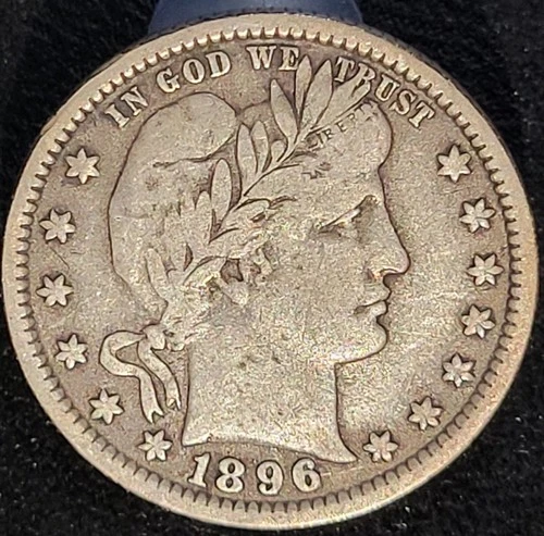 1896 P Philadelphia Mint Barber Quarter Nice Mid Grade Coin