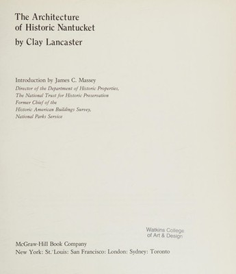 The Architecture of Historic Nantucket Hardcover Clay Lancaster