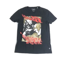 Guess Women's Graphic T-Shirt Black Gold Red Size Small A68
