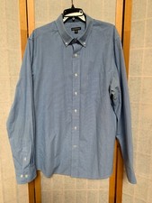 George Men's Blue/White Check Dress Shirt Size L Button Down Collar