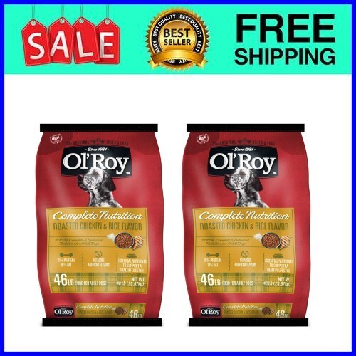 2 Bags Ol' Roy Complete Nutrition Roasted Chicken & Rice Dry Dog Food, 46 lb Bag