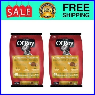 OL'ROY 2 Bags Ol' Roy Complete Nutrition Roasted Chicken & Rice Dry Dog Food, 46 lb Bag