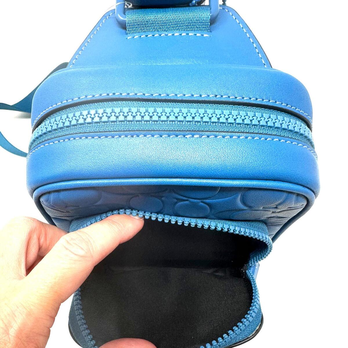 Coach Track Pack 14 In Signature Leather Blue Jay Leather Coach Track Pack 14 In Signature Leather Blue Jay Leather