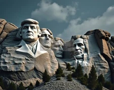 PRESIDENT DONALD TRUMP CARVED INTO MOUNT RUSHMORE PATRIOTIC 8X10 AI PHOTO