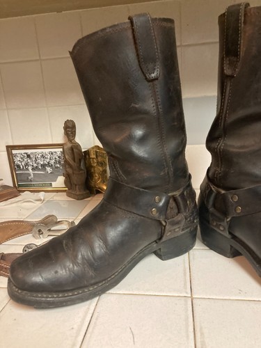 DINGO VINTAGE SCHWARZ ABGENUTZT INGENIEUR ECKIGE ZEHE HARNESS STIEFEL 7,5-8 D/E - Bild 10 von 22