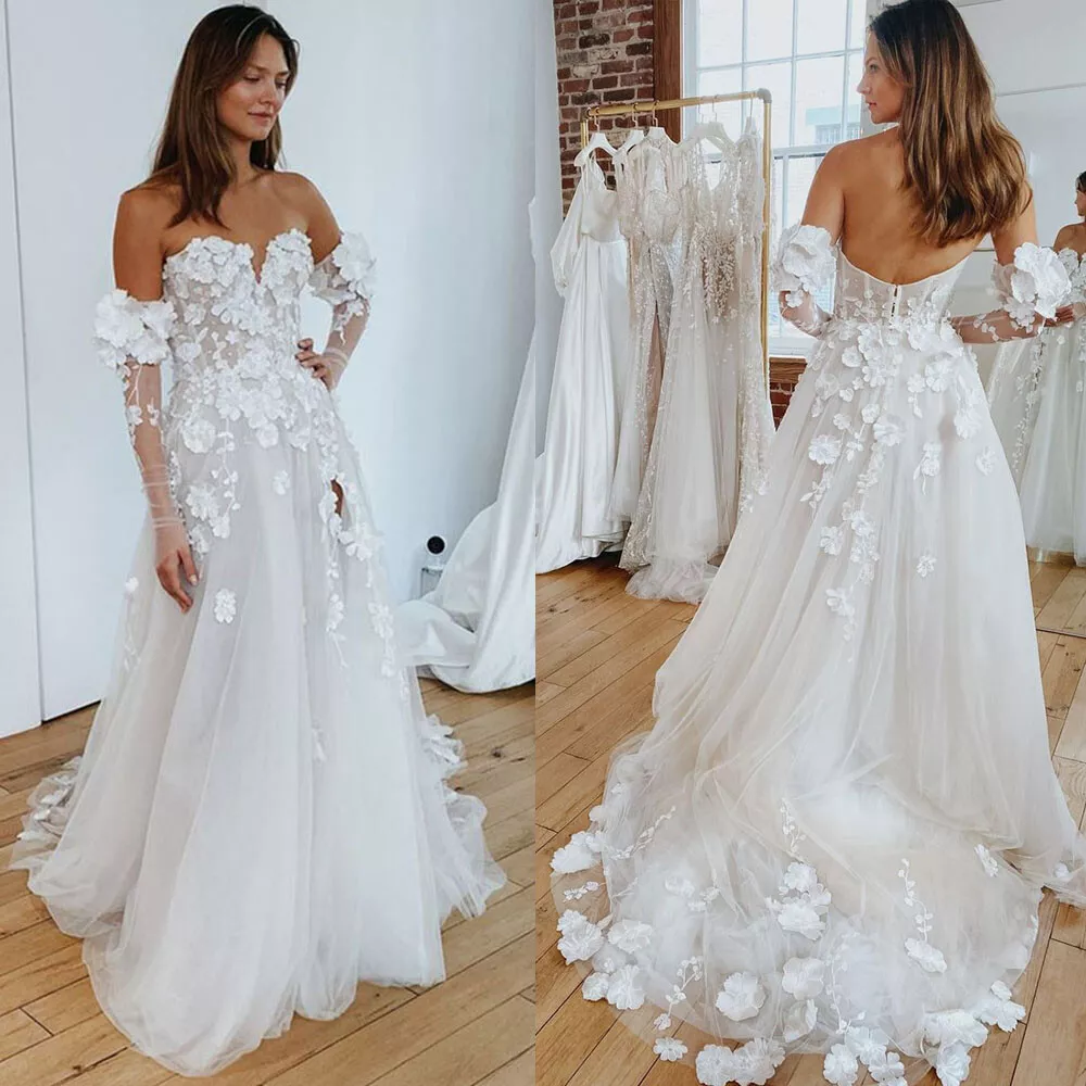 3d flower wedding dress