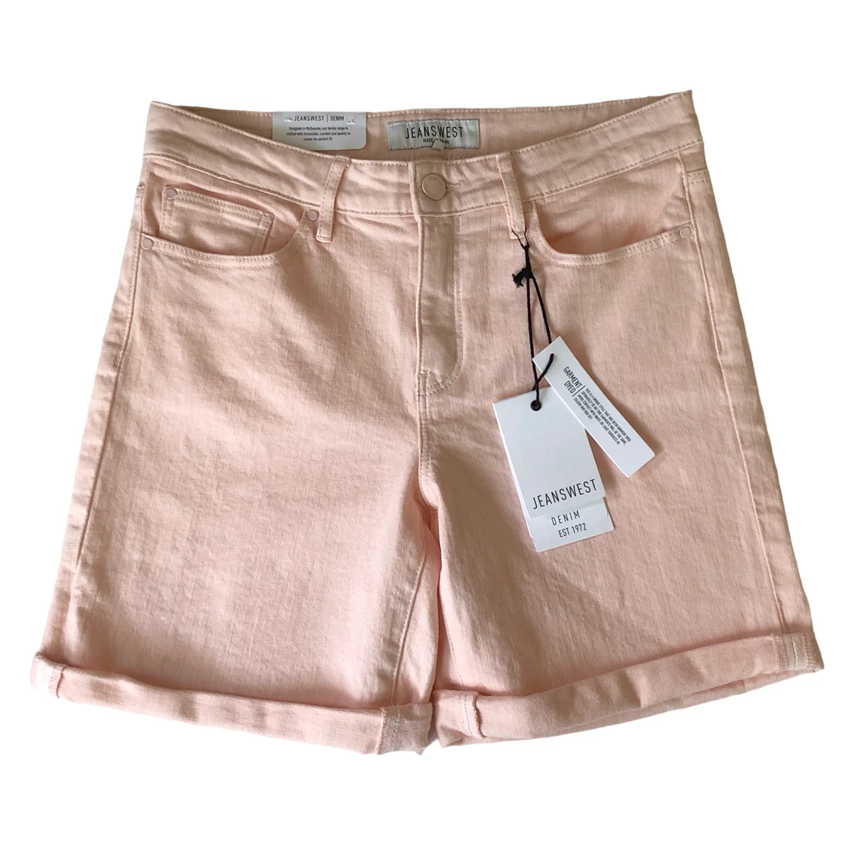 Jeans West 10 NWT pink denim bermuda shorts summer pastel mid rise