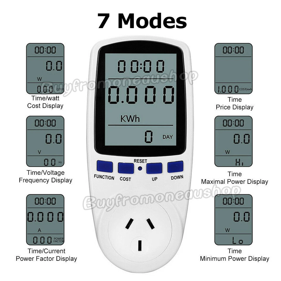 240V Watt Meter Power Energy Monitor Consumption Electricity Usage Test AU PLUG - image 4 of 4