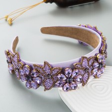 Ladies Shiny Rhinestone Baroque Headband Glitter Crystal Beaded Hair Hoop Retro