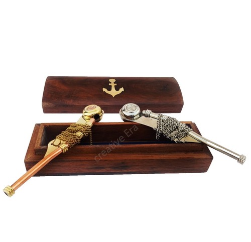 Lot De 4 Sifflets De Maître D'équipage (Bosun's Whistle) En Laiton Argenté - Reproduction Ancienne - Neuf