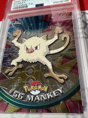 PSA 10 #56 Mankey 2000 Topps Chrome Pokemon TV Card 💎 Gem Mint