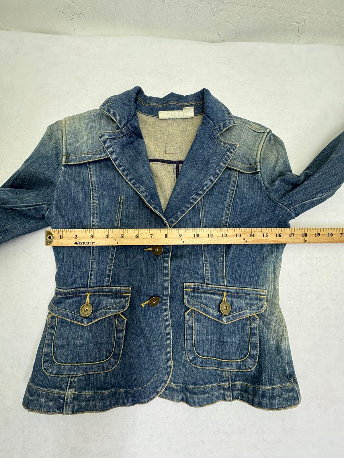 DKNY Denim Jacket Button Distressed Medium Woman’… - image 3