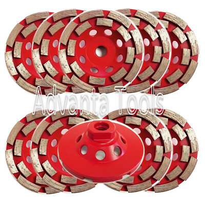10PK 4'' Double Row Concrete Diamond Grinding Cup Wheel 16seg 5/8''-11 Arbor