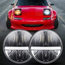 2x 7 Round Led Headlights Hi-lo Beam Drl Turn Signal For Mazda Miata 1990-1997