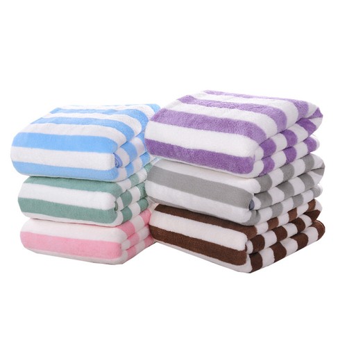 Large Beach Towels Soft Absorbent Soft Striped Cotton Towels Home Bath Towel - Picture 9 of 13