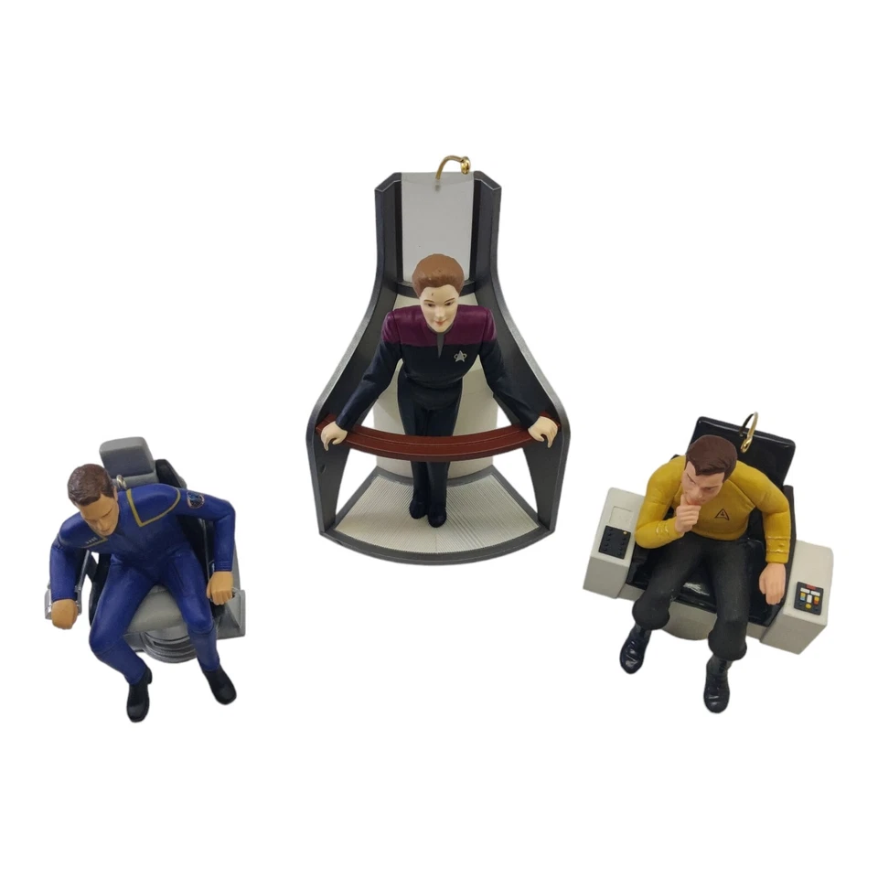 Star Trek Captain Kirk Archer Janeway Command Chair Hanging Ornament Lot Of 3 - Image 2 of 4