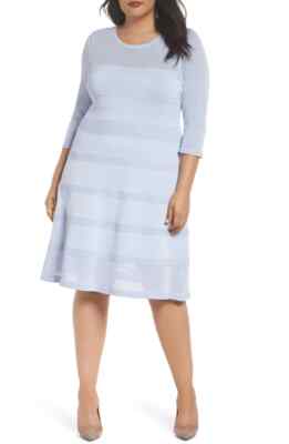 VINCE CAMUTO Mixed Stitch Pointelle Fit & Flare Dress Size 2X
