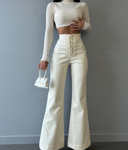 Laday Fashion Sexy High-Waisted Casual Skinny Bell-Bottoms Pants Light Flares - Picture 14 of 18