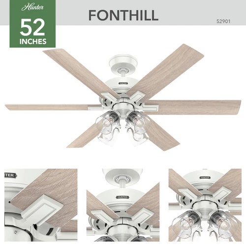 Hunter 52 inch Fonthill ENERGY STAR® HunterExpress Fresh White Ceiling Fan - Picture 5 of 19