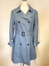 Brand New Cath Kidston Blue Spot Teflon Coated Cotton Knee Length Mac Size L