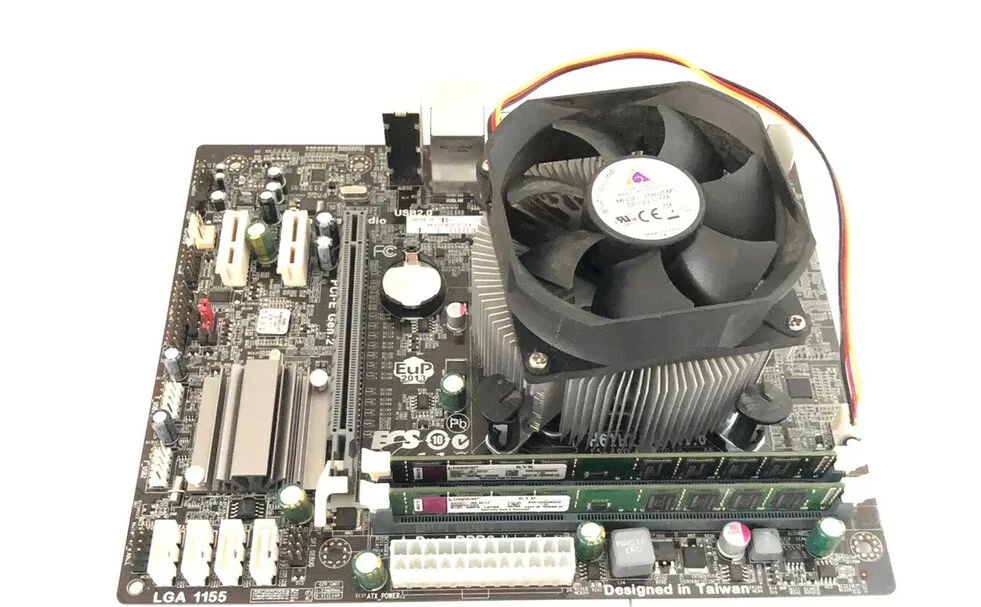 CHEAP ECS H61H2 M2 LGA1155 Micro ATX HDMI Motherboard CPU 4GB NO I O Shiel