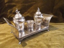 Gorgeous & rare spanish silver double inkwell Madrid 1843 "Couch" empire st 829g