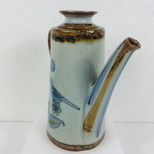 El Palomar Pottery Coffee Carafe Server 9" Wide & Lid Blue Birds Mexico Folk Art - Picture 4 of 17