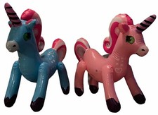  Set of 2 24" Blue  Pink Magical Unicorns Inflatable Blow Toy Party Decoration