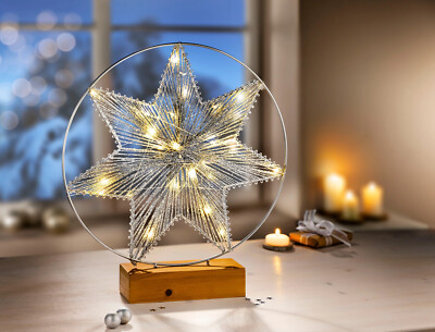 LED-Stern ''Brillantini'' auf Holzsockel, silber Weihnachtsdeko LED Advent Deko