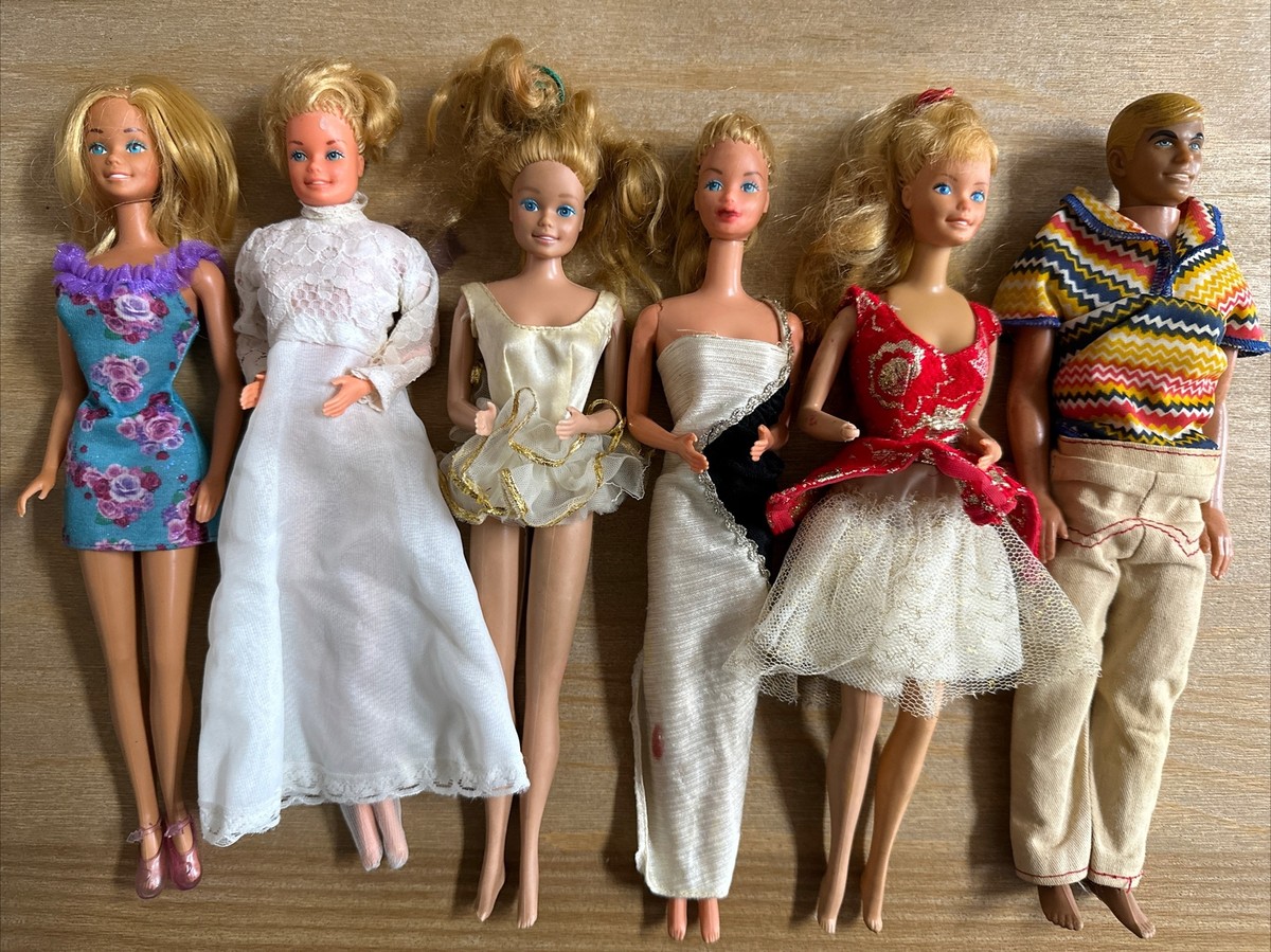 Vintage Barbie TNT Twist N Turn Lot Of 7 60s-70s Dolls Skipper Ken 