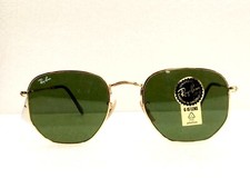 Ray-Ban RB3548N 001 Hexagonal Gold Frame Green Lens Unisex Sunglasses