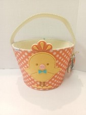 FAO Schwarz Chick Easter Polka Dot Storage Basket Bin NWT